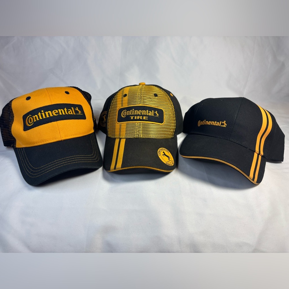Continental Tires Hat Lot Of 3 Strap Back Snapback  Mens One Size Yellow Black